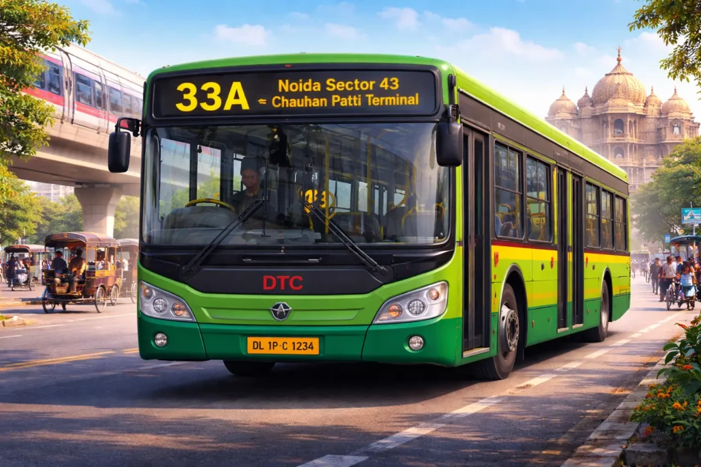 DTC 33A Bus Timings Noida Sector 43 to Chauhan Patti Terminal