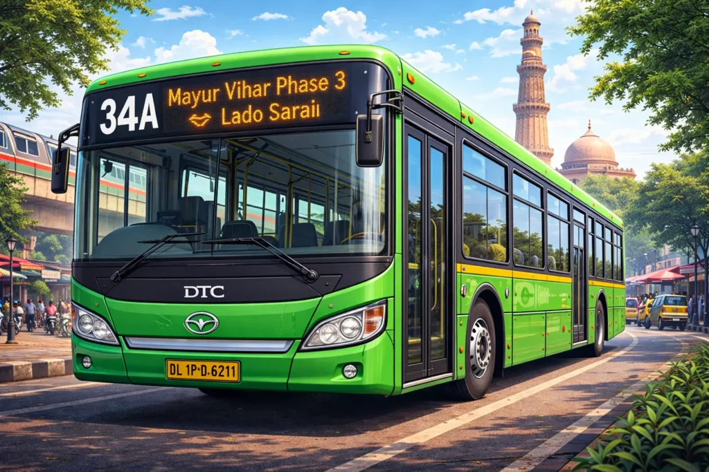 DTC 34A Bus Timings Mayur Vihar Phase 3 to Lado Sarai