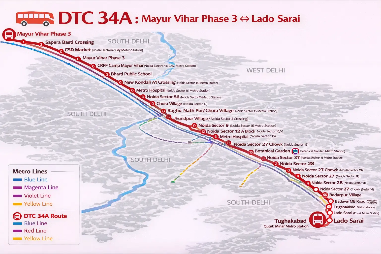 DTC 34A bus routes